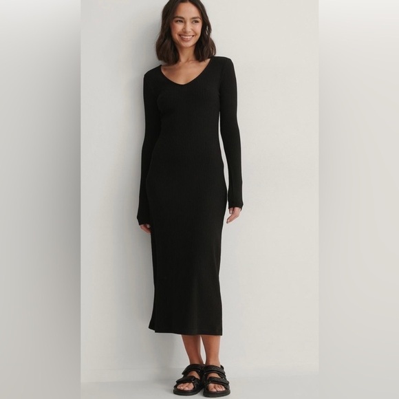 J.Jill Black long sleeve v neck Maxi Knit Dress Women’s Small - Picture 5 of 8